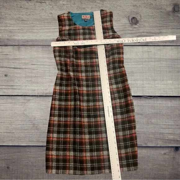 Boden British Tweed by Moon Plaid Dress Size US 6R UK 10R Brown Pink - Picture 16 of 16